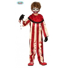 COSTUME PAGLIACCIO ASSASSINO A RIGHE  HALLOWEEN CARNEVALE VESTITO BIMBO CLOWN