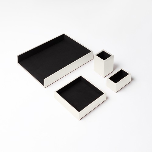 Set scrivania pelle bianca - scrivania,
