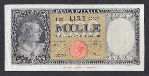 Italia banconota 1000 lire - italia,