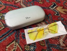 Occhiali da sole vintage autentici Christian Dior Mini Motard oro giallo Y2k con custodia