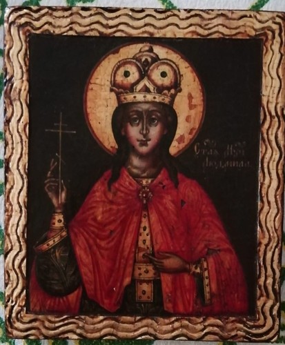 Antica icona russa santa - russa, "santa