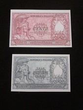 ITALIA REPUBBLICA 50 + 100 LIRE 1951  ELMATA FACSIMILE FACSIMILE 