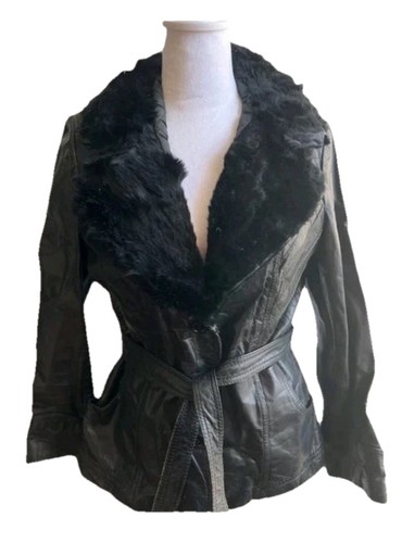 Giacca pelle nera vintage anni