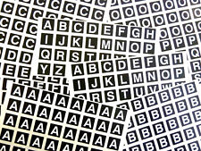 Alfabeto a-Z Adesivi,Bianco Lettere Su Nero 20mm Quadrato Plastica Etichette