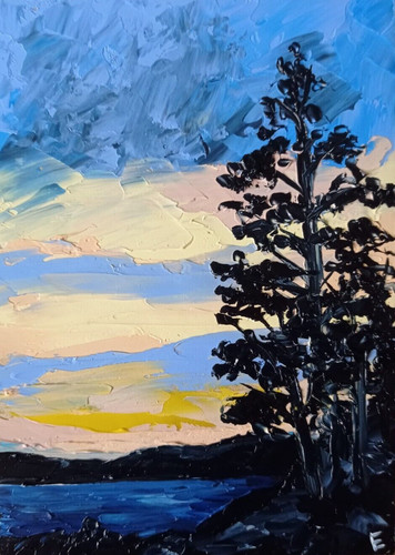 Dipinto olio originale - , lago