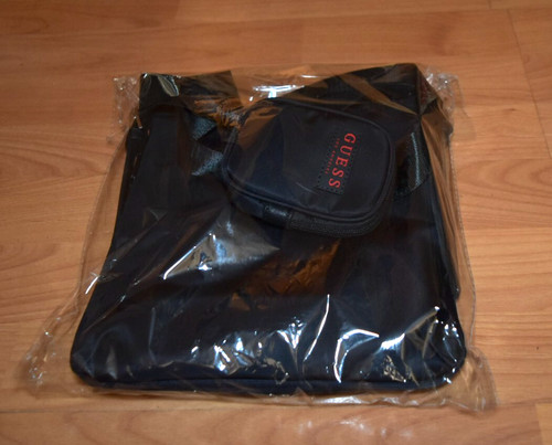 Borsa guess nera rossa logo - e,