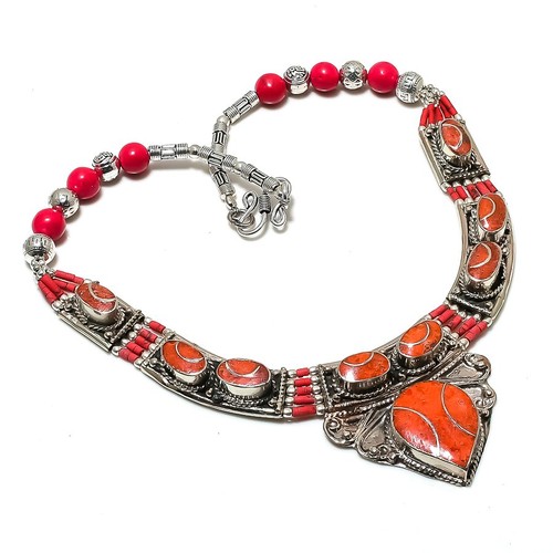 Collana corallo rosso tibetano - collana,