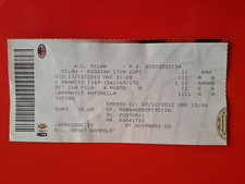 Biglietto Ottavi di finale Coppa Italia : Milan-Reggina 3-0 - 13/12/2012