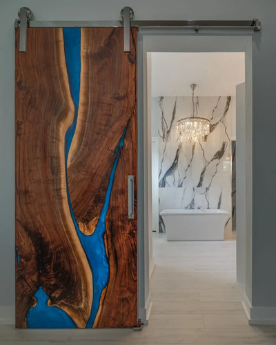 Porta legno resina blu - in,