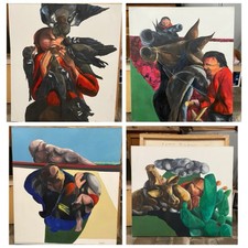 4 dipinti del 1972 di Salvatore Sebaste (Novoli di Lecce, 1939)