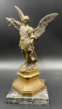 Statua statuetta soprammobile ARCANGELO SAN MICHELE ottone base marmo
