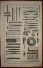 Stampa antica Strumenti Marina nautica navi Diderot D'Alambert 1781 barche