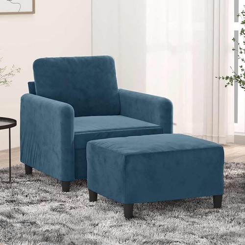 Poltrona con poggiapiedi blu - con,