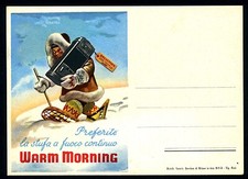 Cartolina Pubblicitaria Stufe Warm Morning 1953.