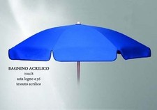 Ombrellone Bagnino Con Bastone In Legno 200/8 Blu Tessuto Cotone