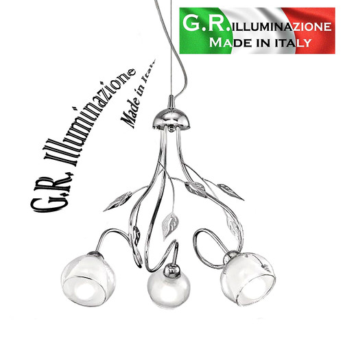 Lampadario moderno cromato - lampadario,