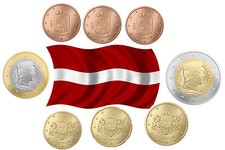 Full set latvia euro - of,