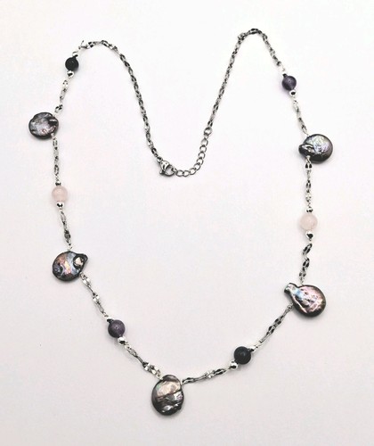 Collana acciaio con perle - in,