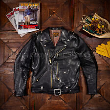 Giacca pelle uomo classica J24 doppio cavaliere conciata al vegetale stropicciata