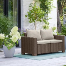 Divano 2 posti in resina da giardino divani cappuccino per terrazzo con cuscini