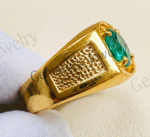 Anello uomo smeraldo verde