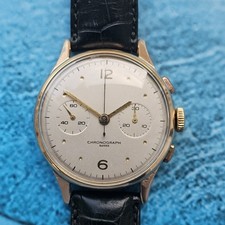 Orologio da polso uomo vintage oro massiccio 9k cronografo Suisse carica manuale