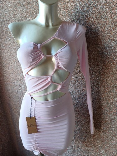 Vestito rosa monospalla - rosa, con
