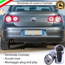 TERMINALE SCARICO CROMATO LUCIDO TONDO ACCAIO INOX VW PASSAT B6 SCARICO SINGOLO
