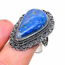 Anello pietra preziosa lapislazzuli fatto a mano design antico gioielli vinta...
