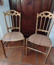 Antiquariato:due sedie chiavarine,paglia,legno tornito dorato