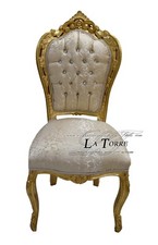 Sedia Poltrona Barocco STILL Luigi XV legno oro tessuto virginia swarovski AL182