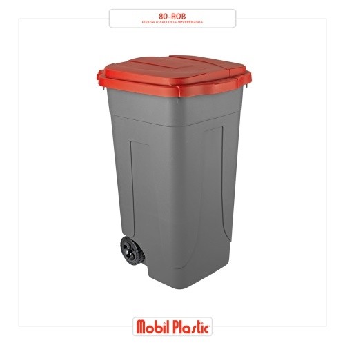 Bidone carrellato grigio - lt.80,