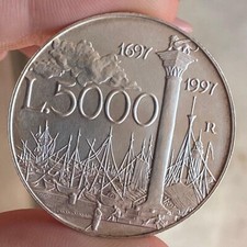 5000 LIRE 1997 CANALETTO ARGENTO SILVER FIOR DI CONIO UNC