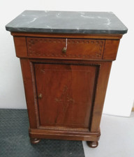 ANTICO MOBILETTO COMODINO IN NOCE CON PIANO IN MARMO GRIGIO '800