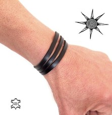 POLSINO BRACCIALE UOMO DONNA VERA PELLE CUOIO SU MISURA 3 RIGHE ARTIGIANALE!! 3R