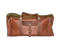 Borsone Uomo Vera Pelle di Capra Ufficiale Marrone Borsone Viaggio Palestra W...