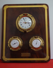 Orologio da muro barometro Nautica Marina Militare Nave Oblò legno massello