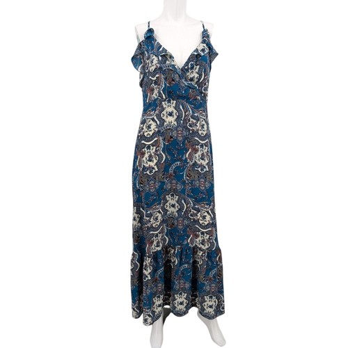 Maxi abito paisley con volant - paisley,