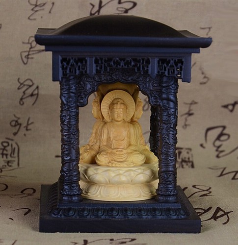 Ebony wood carved altar - ebony,