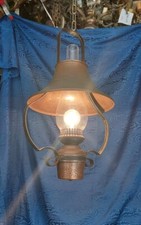 Lampadario In Rame E Ferro Battuto Tipo Lume A Petrolio Modernariato Anni 70