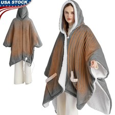 Coperta Riscaldata Felpa Con Cappuccio Coperta Elettrica Indossabile Morbida 6 Livelli di Calore Spegnimento Automatico