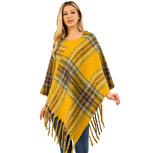 Poncho donna giallo plaid