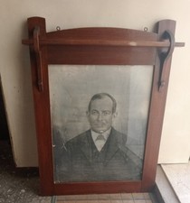 ANTICA VECCHIA CORNICE IN LEGNO CON VETRO E FOTO D'EPOCA SECOLO XIX