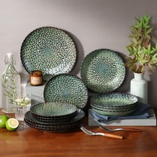 Set piatti fiori design gres