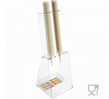 E-518 PCN-A Porta coni gelato da banco in plexiglass trasparente con porta cucch
