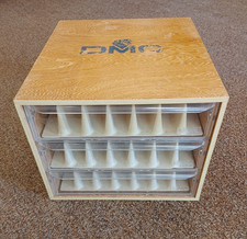 Scatola vintage DMC filo filo filo filo filo legno 3 cassetti ricamo portaoggetti con divisori filo