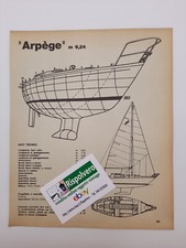 Clipping Scheda Tecnica 1971 Barca Arpège m 9,24 - Work-boat m 5,50