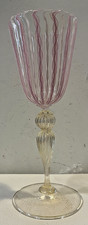 Antico BICCHIERE / CALICE in VETRO DI MURANO - ROSA / BIANCO - VINTAGE ANNI 1960