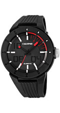Reloj Calypso Hombre Sumergible Negro y Rojo Analogico K5629/2