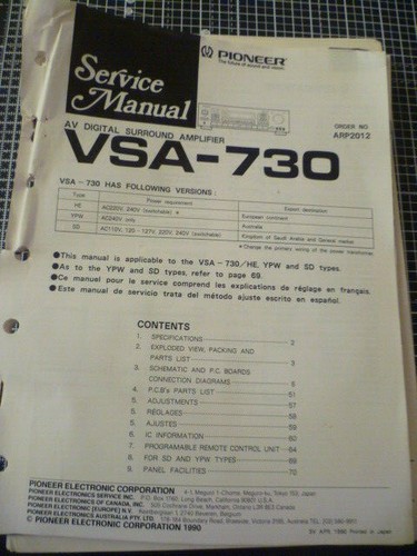 Pioneer vsa 730 - pioneer, vsa-730